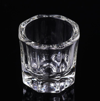 BIN nouveau clou cristal clair lavage tasse avec couvercle stockage liquide monomère verre ongles Dappen plat