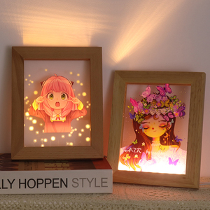 Cadre photo acrylique de personnage d'anime <span class=keywords><strong>3D</strong></span> personnalisé Décoration de chevet en bois à LED pour cadeau Quadraticel Ement - Product Image 3