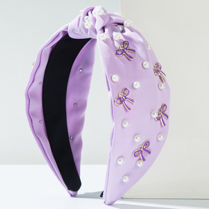 Nuevo en Perla Accesorio para el <span class=keywords><strong>cabello</strong></span> Ventas al por mayor Color <span class=keywords><strong>pastel</strong></span> Arco Diadema Tela Bowknot Diadema Linda - Product Image 4