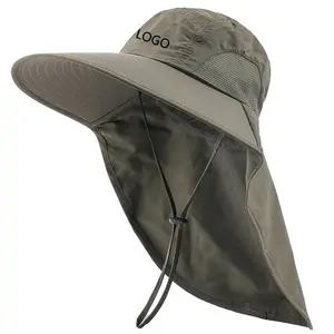Sombrero de Sol de verano Sombrero de cubo impermeable para mujeres y hombres con solapa en el cuello Ala ancha y gorra de pesca