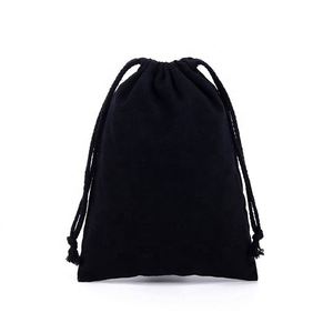 Pochette écologique sur mesure avec impression de logo, sac à cordon en coton noir réutilisable de petite taille pour l'emballage de bagues et de bijoux, sac à poussière en lin - Product Image 1