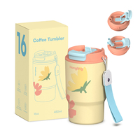 Lot de gobelets isothermes en acier inoxydable à motif floral, tasses de voyage sans BPA, idéales pour elle et lui