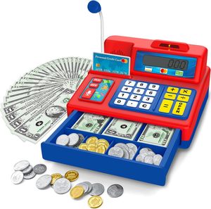 Caisse enregistreuse jouet EPT Supermarket avec microphone à son réel, calculatrice et cartes de crédit pour enfants - Product Image 1