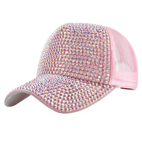 Casquette de baseball personnalisée en strass pour femme, casquette snapback à visière incurvée ornée de cristaux, chapeau de soleil réglable, mode décontractée, vente en gros, tendance