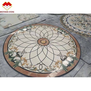 Piastrelle in Marmo Rotonde con Design Floreale a Getto d'Acqua <span class=keywords><strong>per</strong></span> Foyer di Lusso, Medaglione in Marmo Personalizzato - Product Image 2