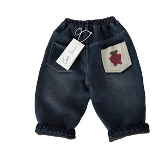 Tongxingyuan Children's Fleece <b>Lined</b> Jeans Straight Leg Cartoon Bear Winter <b>Pants</b> Girls Casual Cotton <b>Pants</b> - Product Image 5