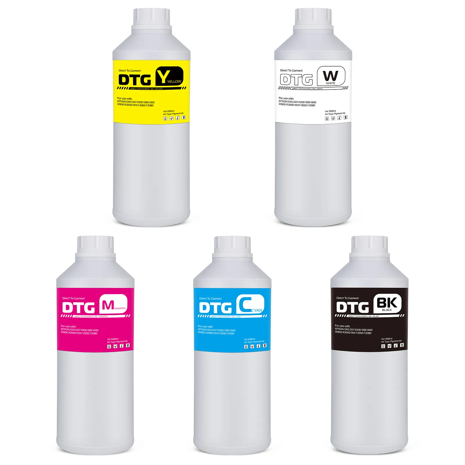 Xcellent Alta Qualidade 5 Cores DTG Tinta De Impressão Digital Têxtil Tinta DTG Para Ponteiros Epson