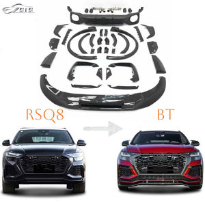 Nouveau Kit de carrosserie de pare-chocs en Fiber de carbone de Style RSQ8 2020 + <span class=keywords><strong>ABT</strong></span> avec diffuseur de lèvre de tuyau d'échappement sur le couteau à air de garde-boue pour RSQ8 - Product Image 1