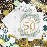 Lot de 40 serviettes carrées en plastique pour 50e anniversaire avec confettis, décoration de table pour hommes et femmes
