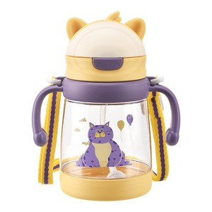 Gobelet d'apprentissage anti-fuite pour bébé avec personnage de dessin animé, 450 ml, sans BPA, réutilisable, bouteille d'eau en plastique pour enfants avec paille/sangle - Product Image 5