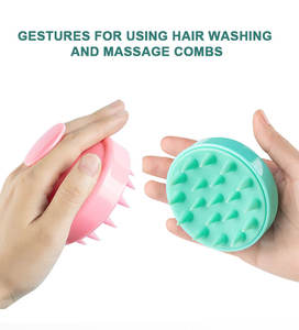 Champú de plástico para masaje, cepillo de silicona, masaje portátil húmedo y seco para bebés, masajeador de cuero cabelludo, cepillo de champú y peine - Product Image 4