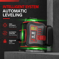 Nouveau kit niveau laser et récepteur avec batterie au lithium rechargeable et mallette de transport pour travaux de nivellement extérieur sur chantier