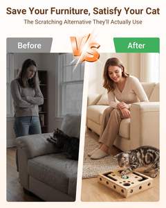 JQ Fun Katzen-Puzzlebox Spielzeug Interaktives Katzenspielzeug Puzzlebox Holz-Leckerli-Labyrinth Kratzspielzeug für Wohnungskatzen - Product Image 4