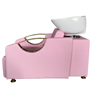 Classics Pink Gold Hair Salon Shampoo Chair <b>Bed</b> Luxury Reclining Hair Washing Station Chairs - Product Image 4