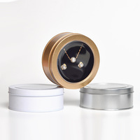Boîte ronde en fer durable avec fenêtre transparente, boîte en métal hermétique pour bonbons, bijoux, articles de bureau, organisateur de rangement