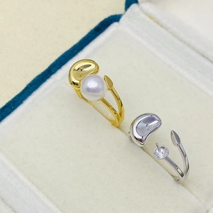 6.5-7mm AA + Vòng tròn hoàn hảo màu đen 925 Sterling bạc ngọc trai nước ngọt giản dị - Product Image 2