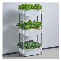 Chariot de jardin mobile auto-arrosant à 3 niveaux détachable avec roues, en PE enduit et PP de qualité alimentaire, pour balcon urbain et maison