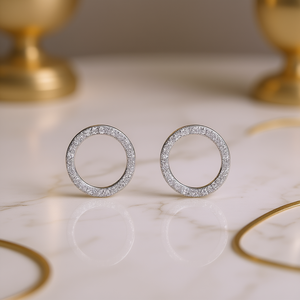 Orecchini a Cerchio Classici con Diamanti, Taglio Brillante Rotondo, Diamante Verde, Gioielli Raffinati per Uso Quotidiano Femminile - Product Image 2