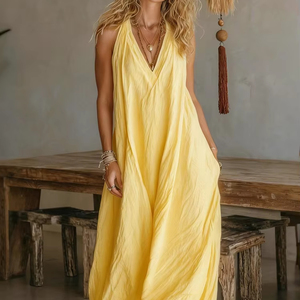 2026 Summer Women's Maxi Floral Natural Waist Casual Sleeveless Breathable Eco-Friendly Loose Pocket <b>Suspender</b> Pants Dress - Product Image 1