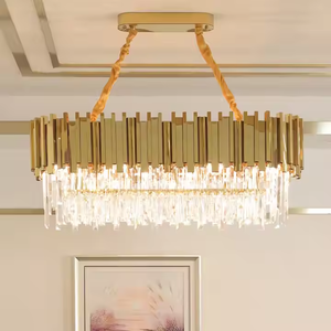 Hotel decorativo sala de estar rectángulo K9 cristal oro Acero inoxidable lujo techo araña - Product Image 1