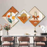 Pintura Decorativa Moderna para Restaurante, Reloj Creativo, Mural de Copa de Vino, Reloj de Pared para Sala de Estar, Pintura Colgante