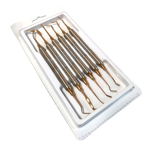 Kit d'outils dentaires en acier au carbone, 6 pièces, pour le remplissage de résine, option bleu-or, pour usage domestique - Product Image 3