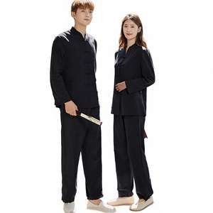 Ensemble 2 pièces de style Tang rétro chinois pour hommes et femmes, tenue de méditation zen relaxante, vêtements de yoga et de Tai Chi respirants pleine longueur pour le thé - Product Image 1