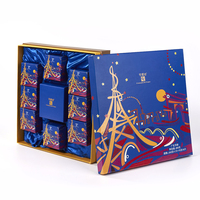 Goldfolie-Turm Grafik-Beschichtete Hartkarton-Box mit Satin-Futter Festliche Mondkuchen-Geschenkverpackung