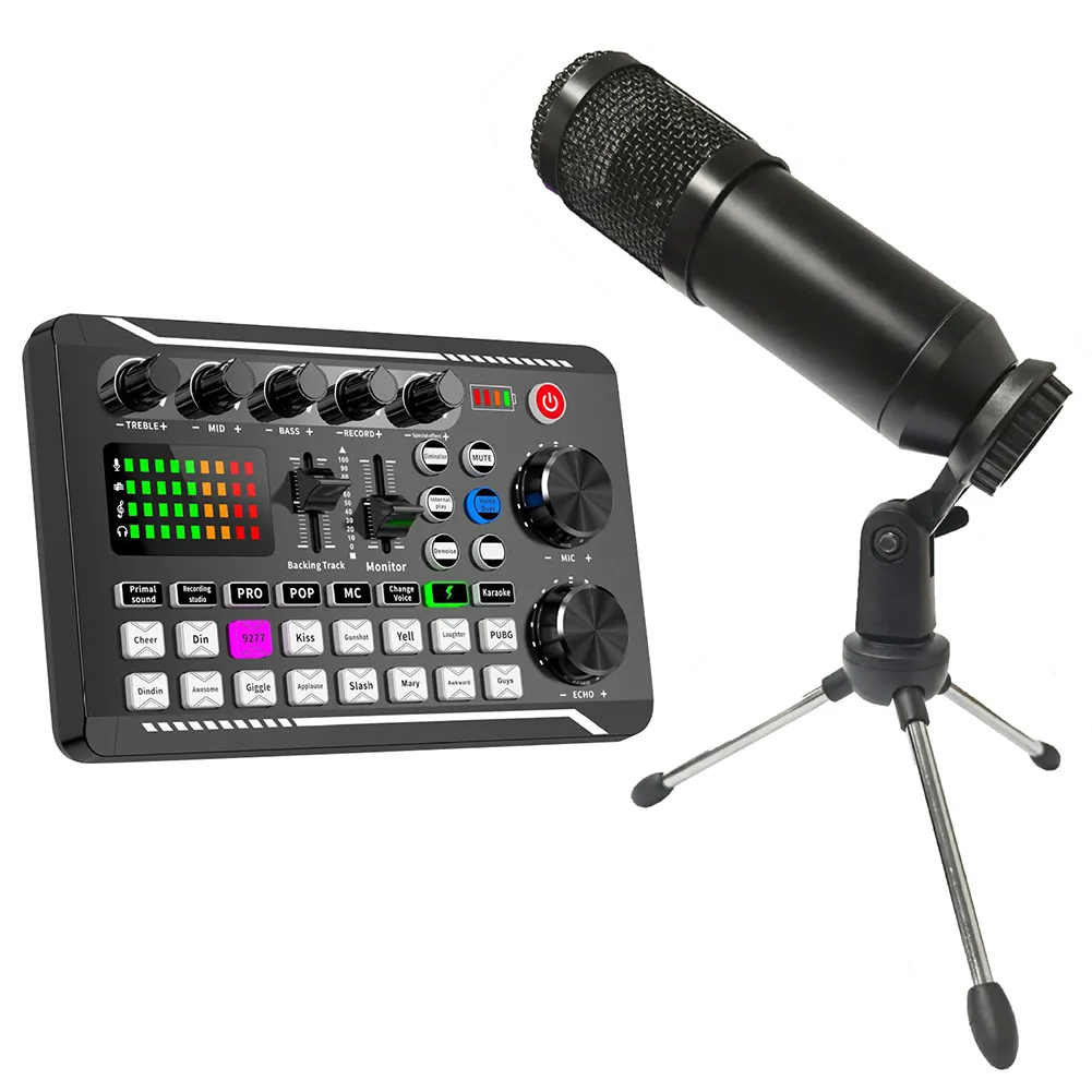 F998 Geluidskaart Microfoon Mixer Kit 16 Geluidseffecten Audio Opname Geluid Mixer Audio Mengpaneel Versterker Voor Telefoon Pc