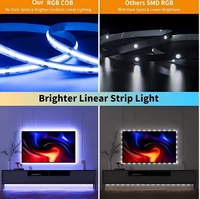 Vente flash : Bande LED intelligente RGB dimmable 12V 24V 576 LED/m 10mm COB pour rétroéclairage TV et chambre à coucher