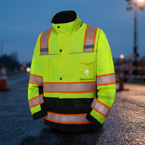 Gilet de sécurité personnalisable Hualing, haute visibilité, classe 2 ANSI, imperméable, jaune fluorescent, coton, maille réfléchissante, chantier - Product Image 2