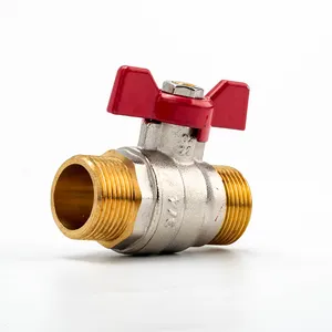 Aike Spot Grosir 3/8 "-1" Male Underground Kitz Kuningan Ball Valve dengan Butterfly Handle Art