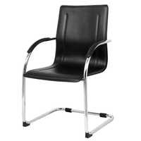 Chaise de bureau cantilever moderne en cuir PU noir avec structure chromée - Chaise de conférence pour visiteurs