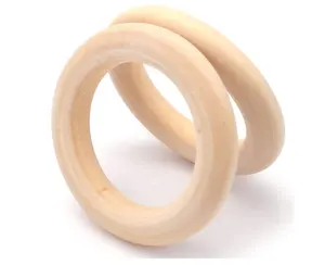 Kunden spezifische Logo Zähne Schleifen Baby runden Kreis Holz Zubehör Baby Zahnen Spielzeug Holz ringe