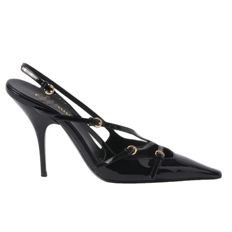 Wholesale OEM/ODM High Quality Ladies Heel Pump Shoes Logo Custom Elegant Patent Leather Women Stiletto High Heels