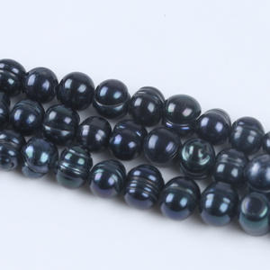 Vente directe du fabricant, perles de pomme de terre de 7-8 mm, perles d'eau douce naturelles, perles noires semi-finies pour la fabrication de bijoux en perles en vrac - Product Image 3