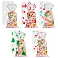 Noël Cellophane Traiter Sacs Motif Transparent Cellophane Snack Sac pour Biscuits Bébé Nourriture Poche Plate Père Noël Conception