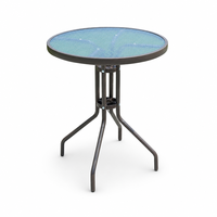 Table d'appoint en verre trempé texturé avec structure en tube métallique, 60/80 x 71 cm