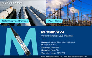 마이크로센서 MPM489WZ4 딥웰 레벨 송신기 4 ~ 20mADC 물 탱크 수압 맞춤형 레벨 센서 - Product Image 3