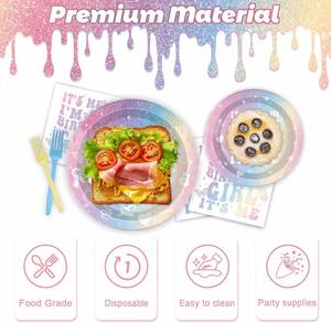 Platos de Papel Desechables de 9 Pulgadas con Lámina Dorada, Calidad Perfecta, Estilo Moderno, Decoraciones Pastel Arcoíris, Gran Venta para Niños - Product Image 3