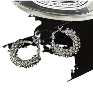 Hot Selling 14K <b>Real</b> Gold C-Shaped Metal Bead Ear Buckle Versatile & Exquisite Copper Plated Trendy Online Style - Product Image 6