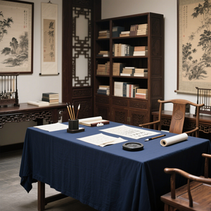 2025 màu xanh hải quân hoa in Khăn Trải Bàn vuông không nhăn phong cách hiện đại bền không thấm nước nhà máy sản xuất vật liệu giấy thân thiện với môi trường - Product Image 4