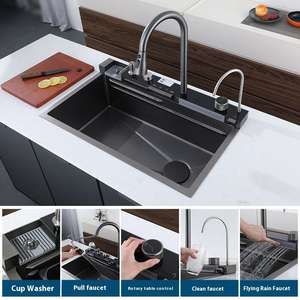 Moderne Luxus Edelstahl Wasserfall Küchenspüle Gewerbliche Multifunktionale Smarte Piano-Spüle für die Küche - Product Image 2