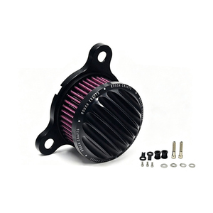 Kit de filtro de aire retro con nervaduras CNC para motocicleta Harley XL883 XL1200 X48, limpiador de aire vintage, negro y plateado - Product Image 1