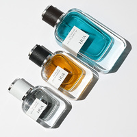 Flacon de parfum en verre plat carré vide de 30 ml, 50 ml, 100 ml, transparent, avec logo personnalisé, flacon de parfum avec bouchon en cuir