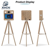 Photomaton commercial en bois avec flash automatique et lumière d'appoint, imprimante DNP QW410, station selfie portable pour location événementielle