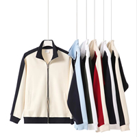 Nouveau sweat-shirt à col montant en coton lourd de 380 g pour hommes et femmes, tendance, double fermeture éclair avec couleur contrastée
