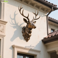 Art mural Sculpture réaliste Statue tête de cerf en bronze