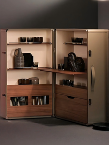 Ougoo Solid Wood and Leather Modern Movable Wine Cellar <b>Cabinet</b> for Home Furniture Ogjg1013 Solid Wood Construction Ensures - Product Image 3