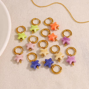 Pendientes de la serie Ocean, joyería, pendientes de acero inoxidable chapados en oro de 18 quilates, pendientes de gota de estrella de mar a la moda para mujer - Product Image 1